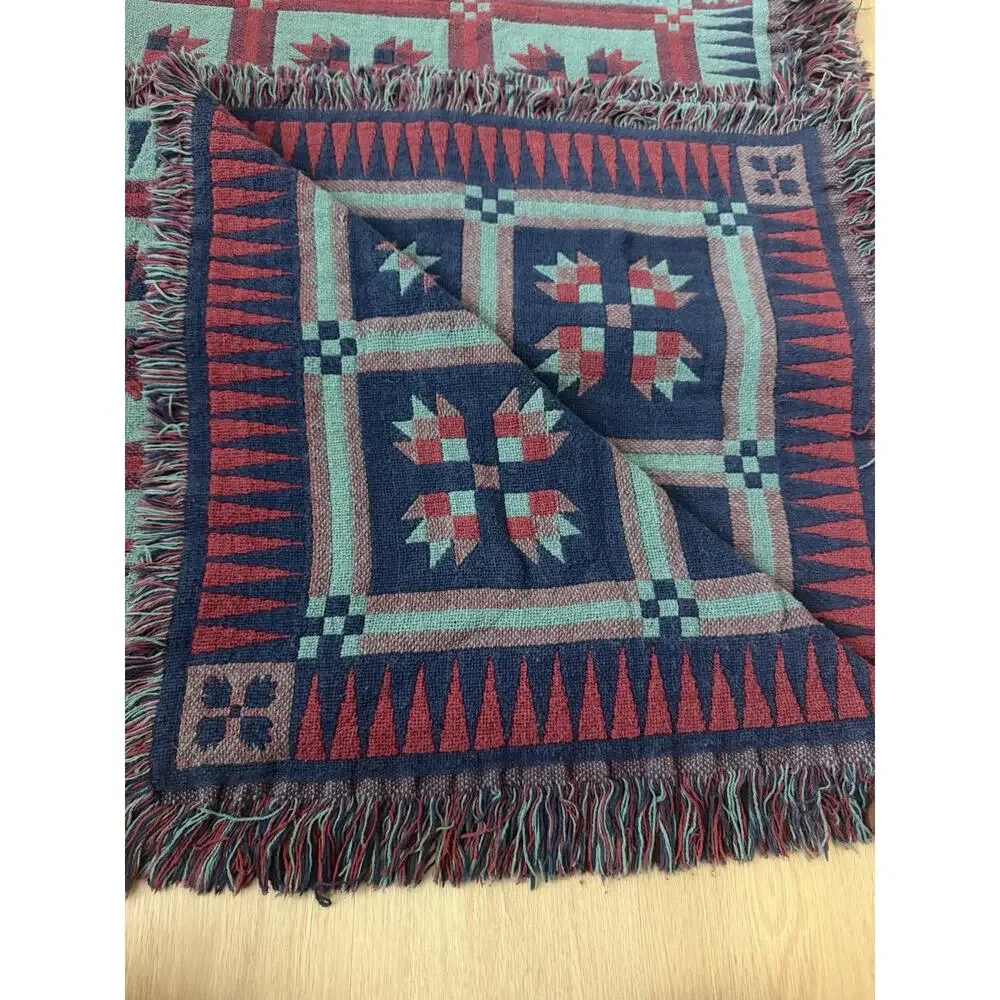 Vintage Southwestern Set Of Two Native American Style Blankets Throw